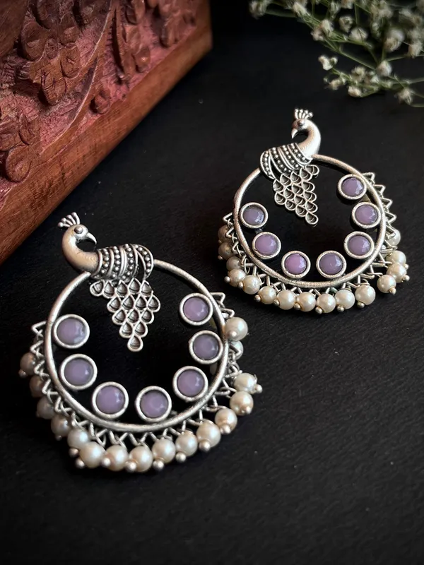 Pink_Premium_Brass_Peacock_Mandala_Studs_Earring_For_Women