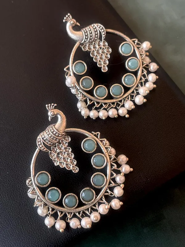 Turquoise_Premium_Brass_Peacock_Mandala_Studs_Earring_For_Women