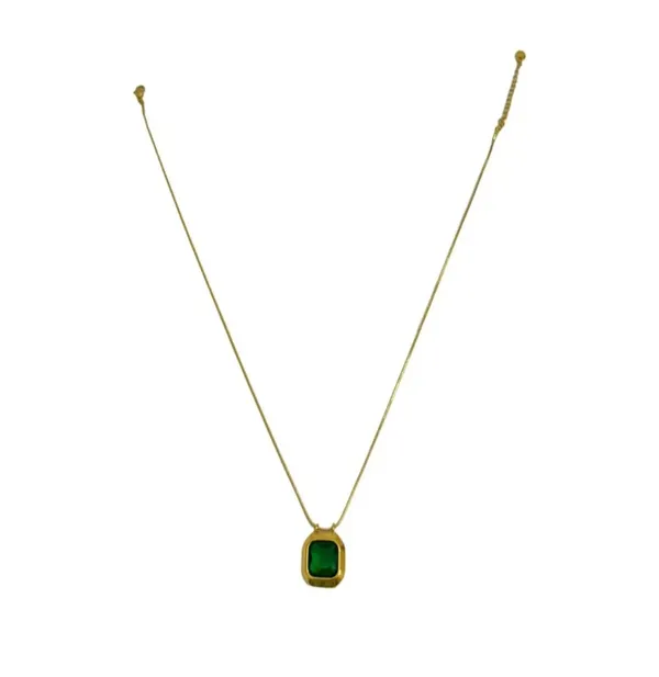 Gold_Stainless_Steel_Emerald_Drop_Necklace_For_Women