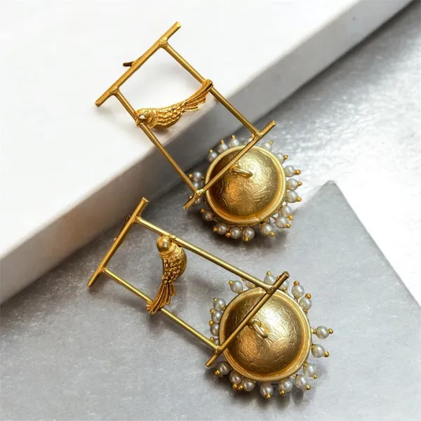Golden_Premium_Brass_Mayura_Gold_Drop_Jhumka_Earring_For_Women