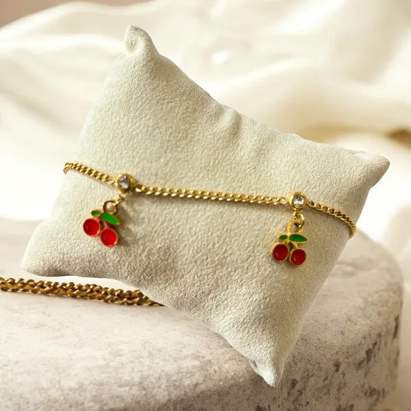 Gold_Stainless_Steel_Cherry_Charms_Bracelet_For_Women