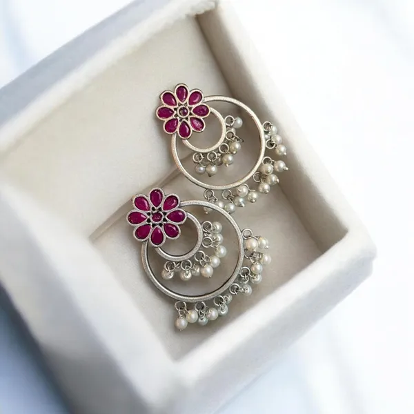 Dark_Pink_Premium_Brass_Noor_Chandbali_Studs_Earring_For_Women