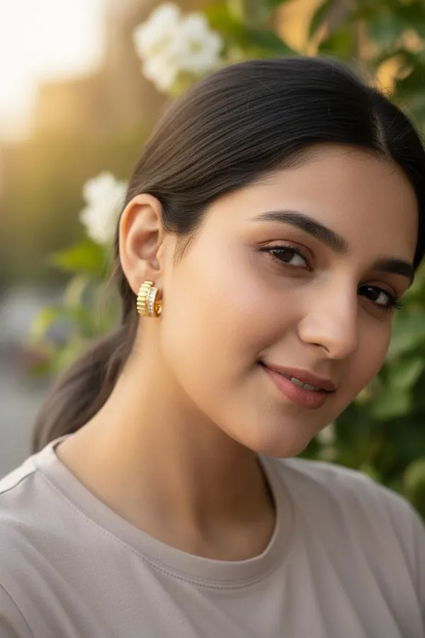 Gold_Stainless_Steel_Crystal_Tint_Semi-Hoop_Earring_For_Women
