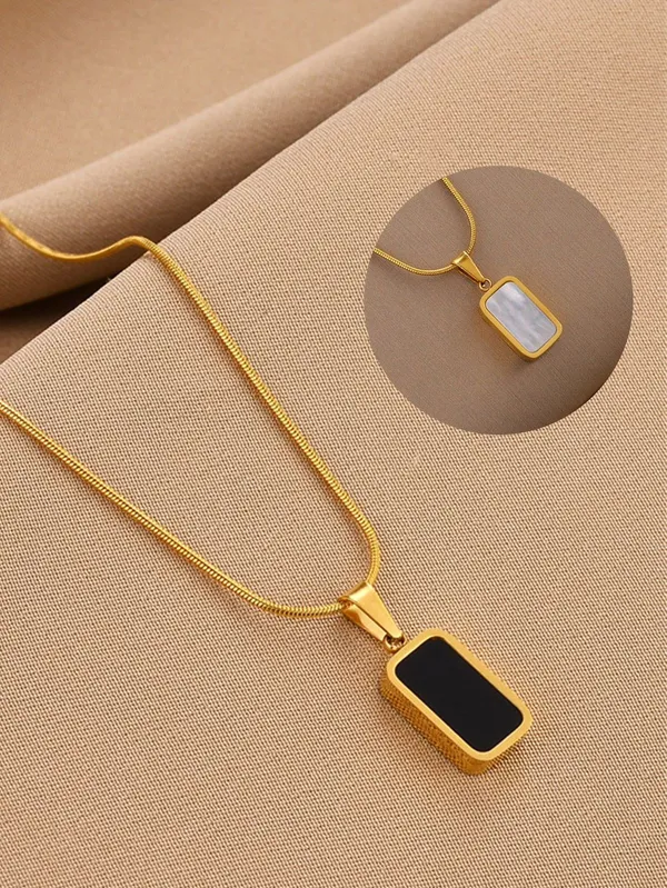 Gold_With_Black_And_White_Stainless_Steel_Dual_Myst_Pendant_And_Chain_Necklace_For_Women