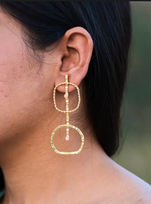 Gold_Beaded_Brass_Duo__Circle_Bold_Dangle_Earring_For_Women