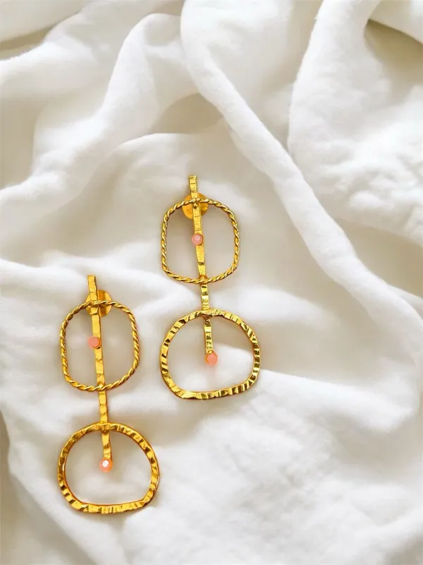 Gold_Beaded_Brass_Duo__Circle_Bold_Dangle_Earring_For_Women