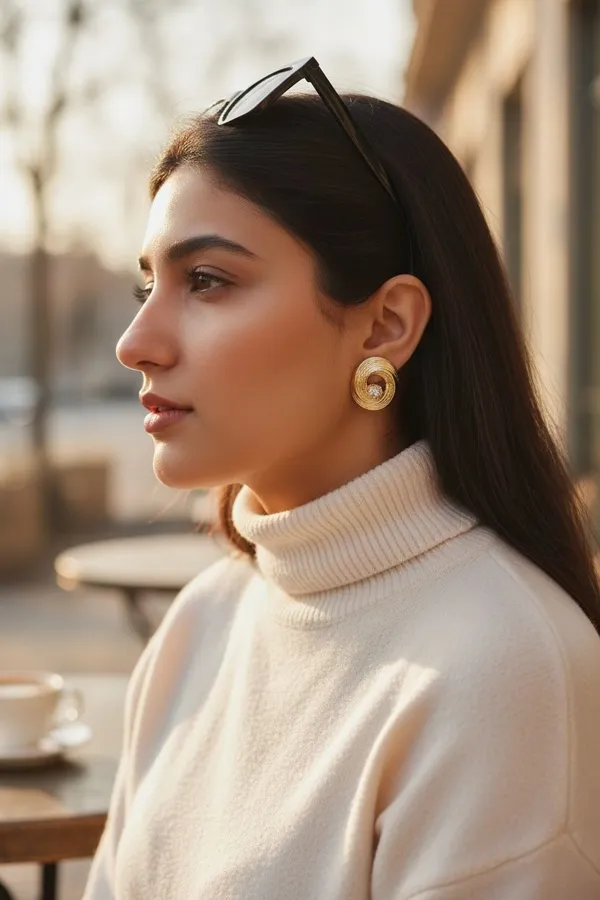 Gold_With_Natural_Stone_Stainless_Steel_Classic_Pebble_Studs_Earring_For_Women