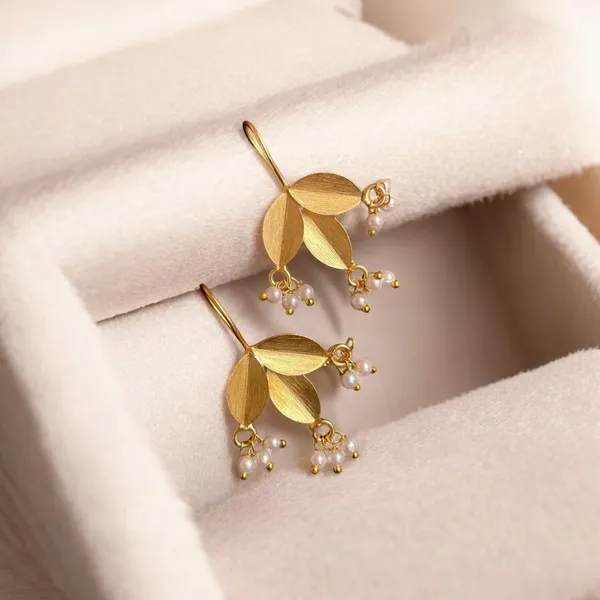 Golden_Premium_Brass_Triveni_Leaf_Drop_Earring_For_Women