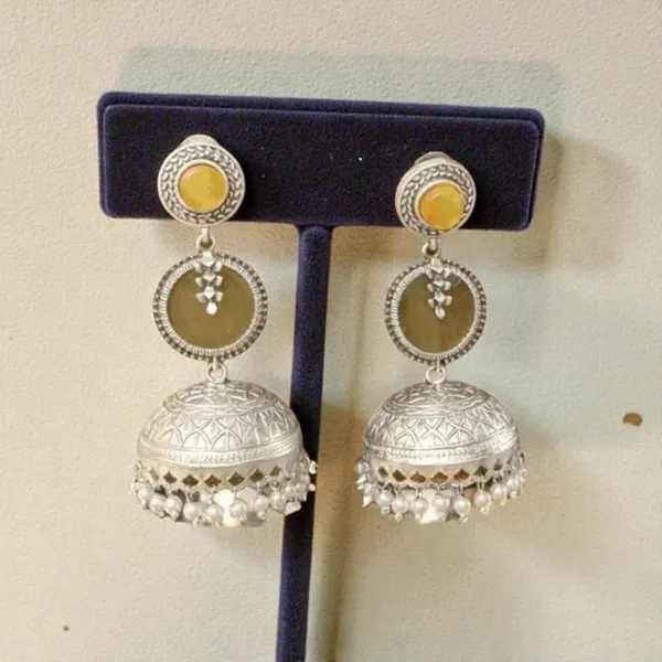 Yellow_Beaten_Brass_Ikshita_Jhumki_Earring_For_Women