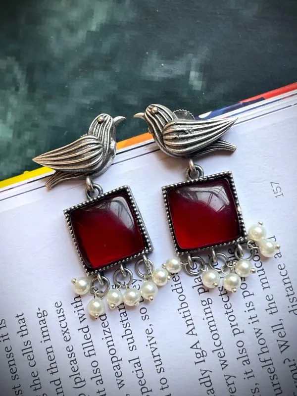 Maroon_Premium_Brass_Shyam_Antique_Dangler_Earring_For_Women
