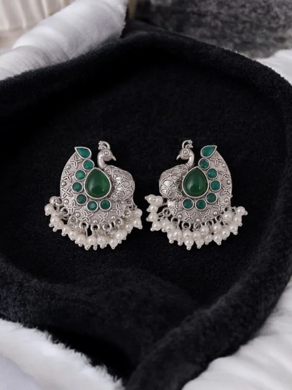 Green_Brass_Mayuri_Bloom_Studs_Earring_For_Women