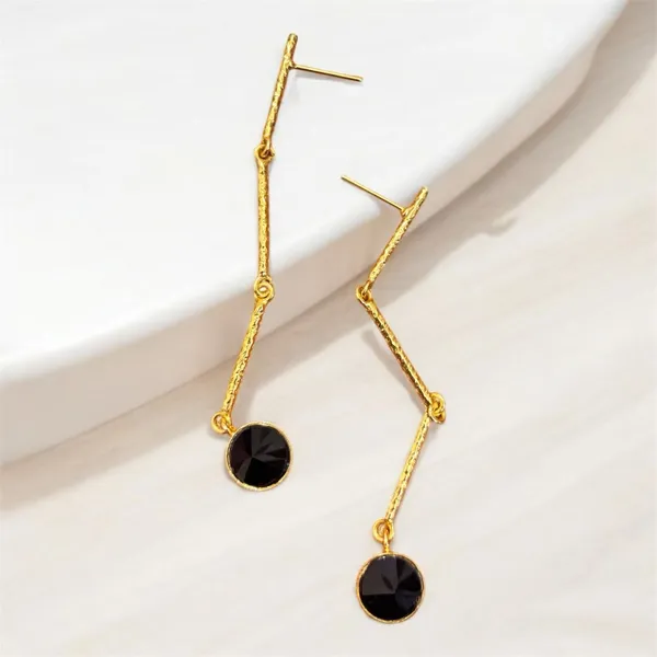 Gold_Beaded_Brass_Sleek_Stone_Dangle_Earring_For_Women