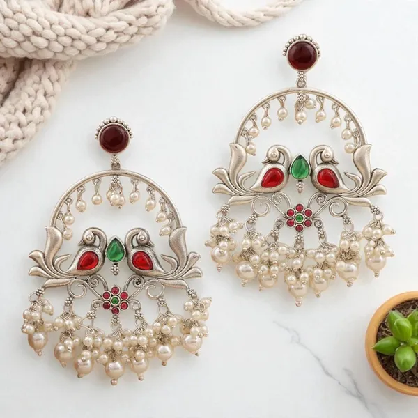 Silver_Beaten_Brass_Alankrita_Premium_Earring_For_Women