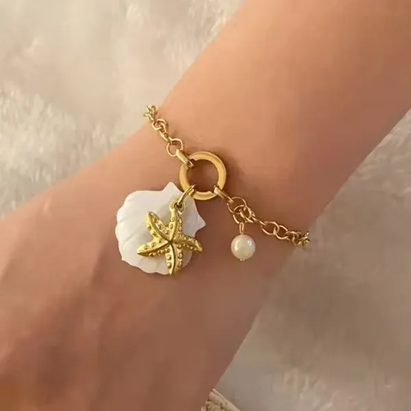 Gold_Stainless_Steel_Seashell_Bracelet_Bracelet_For_Women