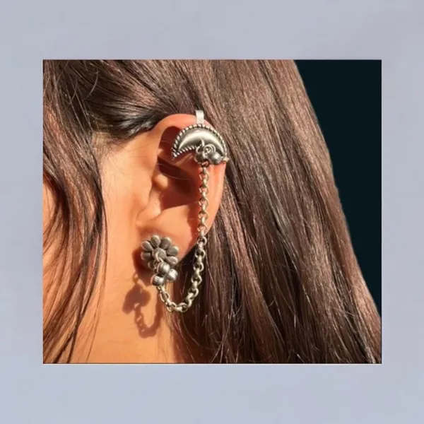 Black_Beaten_Brass_Antique_Moon_Ear_Cuffs_Earring_For_Women
