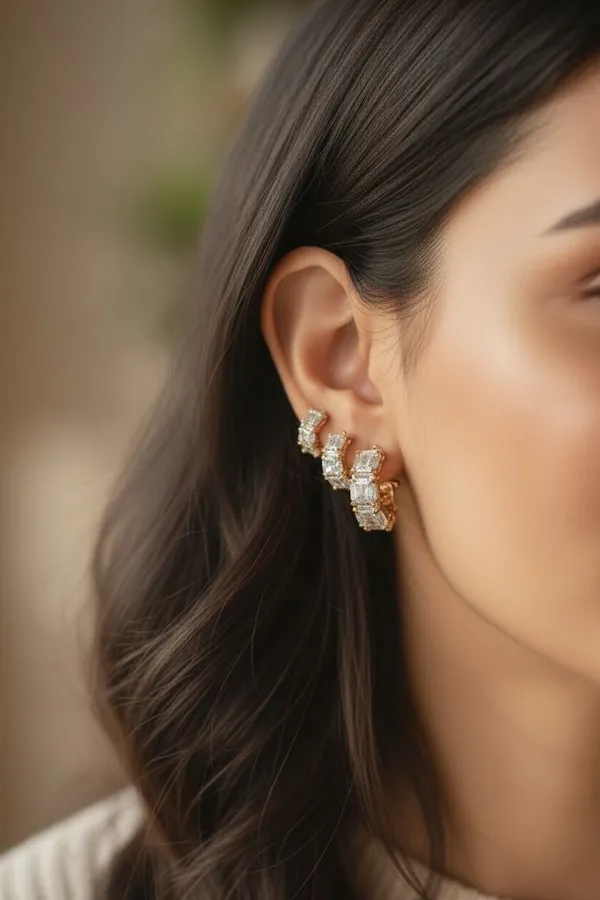 Gold_Stainless_Steel_Mini_Radiance_Semi-Hoop_Earring_For_Women