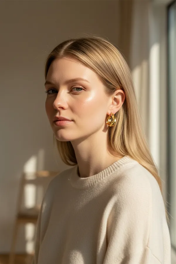 Gold_Stainless_Steel_Daily_Wear_Anti_Tarnish_Hoop_-_1_Earring_For_Women