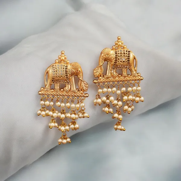 Golden_Brass_Rajwada_Elephant_Danglers:_Gold_Earring_For_Women