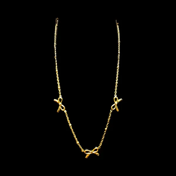 Gold_Stainless_Steel_Three_Bow_Charm_Chain_Necklace_For_Women