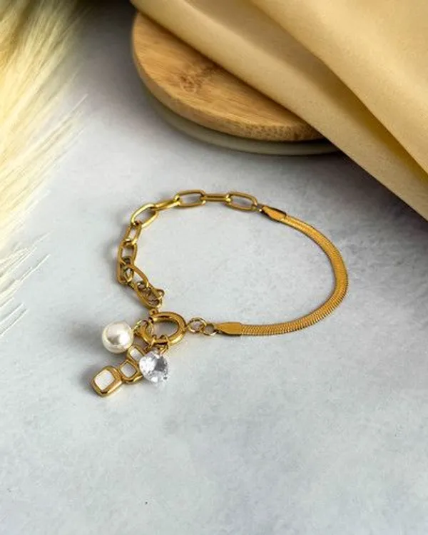Gold_Stainless_Steel_Pearl_Charms_Chain_Bracelet_For_Women