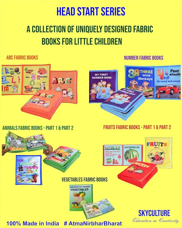 Multicolor_Head_Start_Series_Abc_Alphabets_And_Numbers_And_Our_Animal_Friends_(Part_1_&_2_)_And_Fruits_(_Part_1_&_2_)_Fabric_Soft_Books_(Set_Of_6)