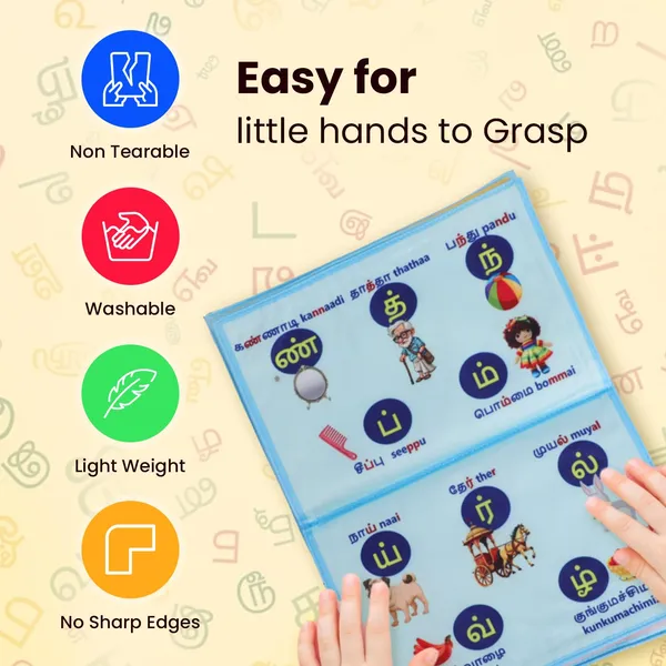 Blue_Tamil_Uyirmei_Eluthukkal_(Tamil_Alphabets)_Fabric_Book