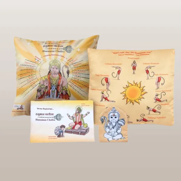Blue_Divine_Beginnings_Blue_Hanuman_Chalisa_Hanuman_Chalisa_Fabric_With_Surya_Namaskar_Reading_Pillow_And_Cover_English_Kit_Cloth_Book