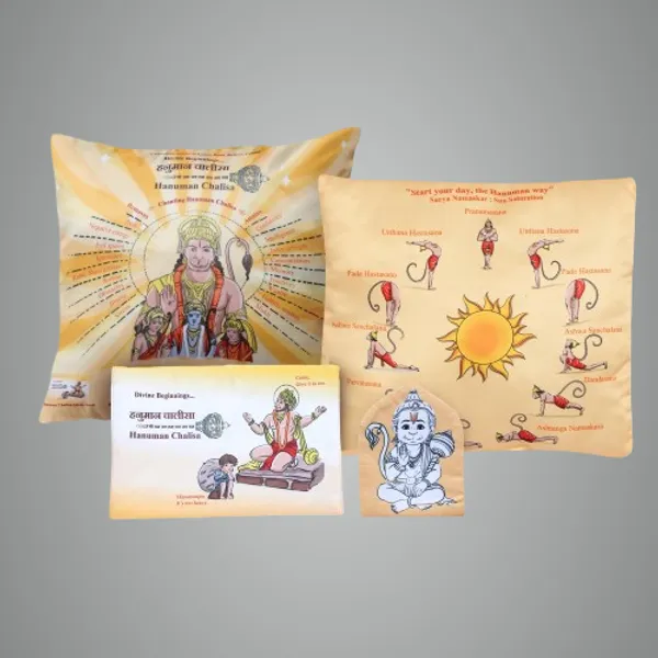 Blue_Divine_Beginnings_Blue_Hanuman_Chalisa_Hanuman_Chalisa_Fabric_With_Surya_Namaskar_Reading_Pillow_And_Cover_English_Kit_Cloth_Book