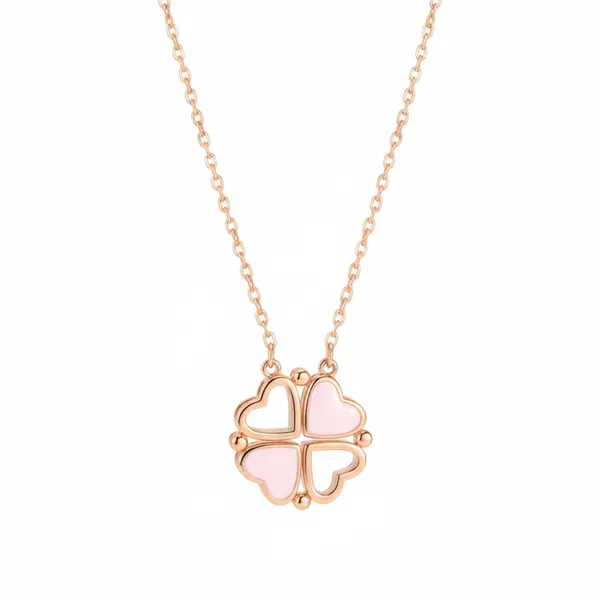 Magnetic_Rosegold_Clover_Necklace__|_Made_By_Pure_925_Silver