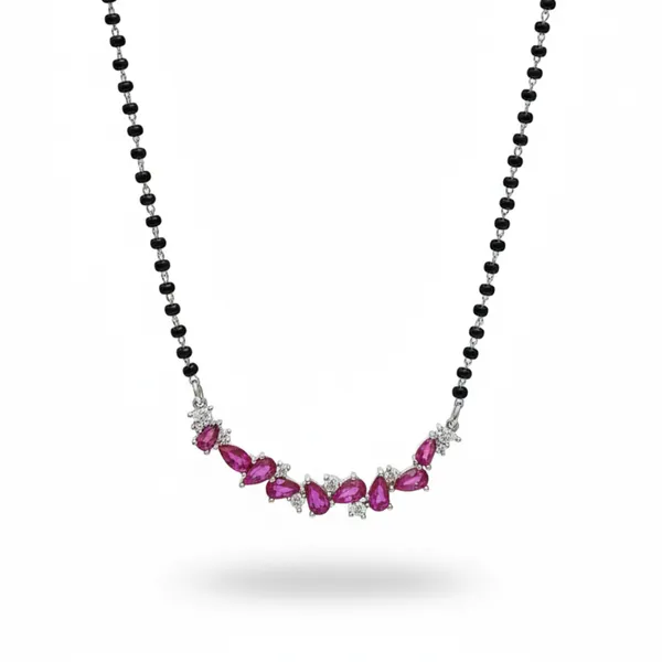 Silver_Ruby_Blossom_Alluring_Minimal_Mangalsutra__|_Made_By_Pure_925_Silver