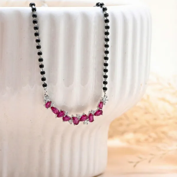 Silver_Ruby_Blossom_Alluring_Minimal_Mangalsutra__|_Made_By_Pure_925_Silver