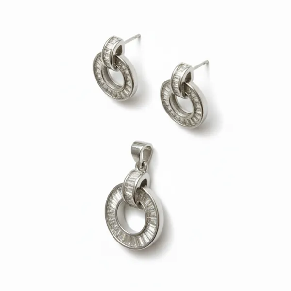 Baguette_Cut_Silver_Pendant_Set__|_Made_By_Pure_925_Silver