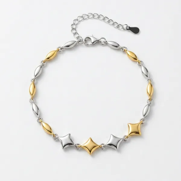 Gold_Star_Silver_Bracelet__|_Made_By_Pure_925_Silver