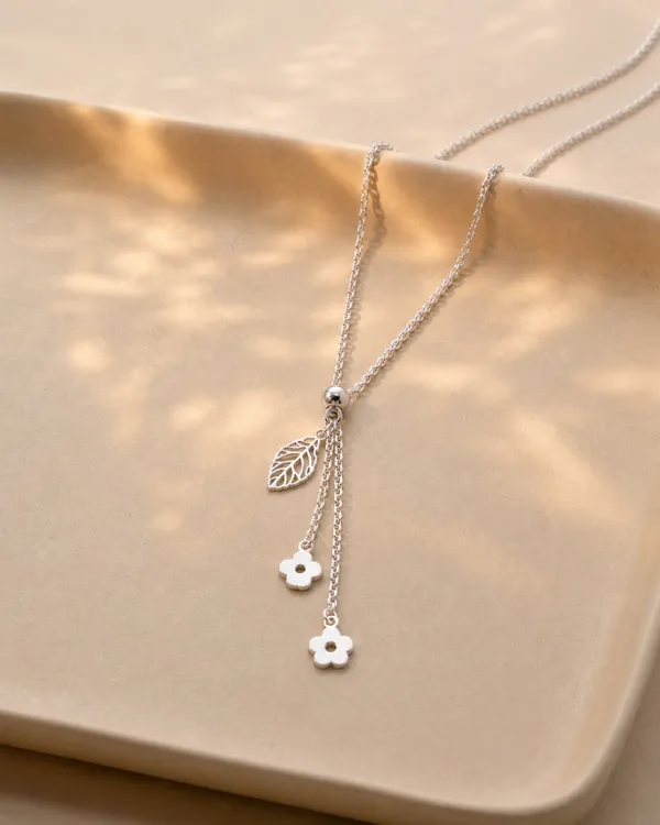 Leaf_&_Petal_Lariat_Silver_Chain