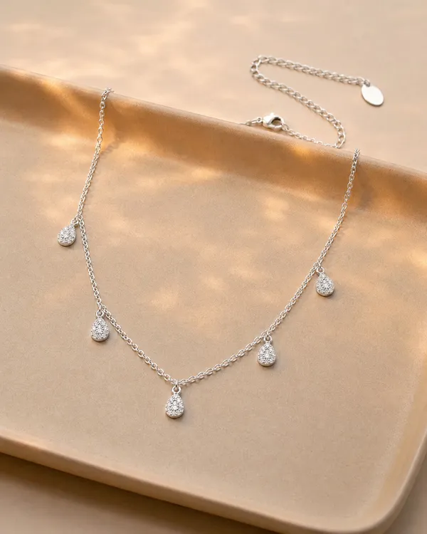 Raindrop_Crystal_Silver_Necklace