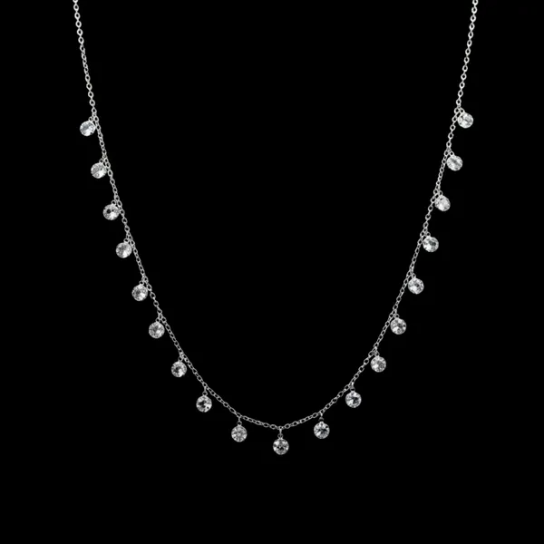Rhinestone_Charm_Silver_Necklace_|_Made_By_Pure_925_Silver