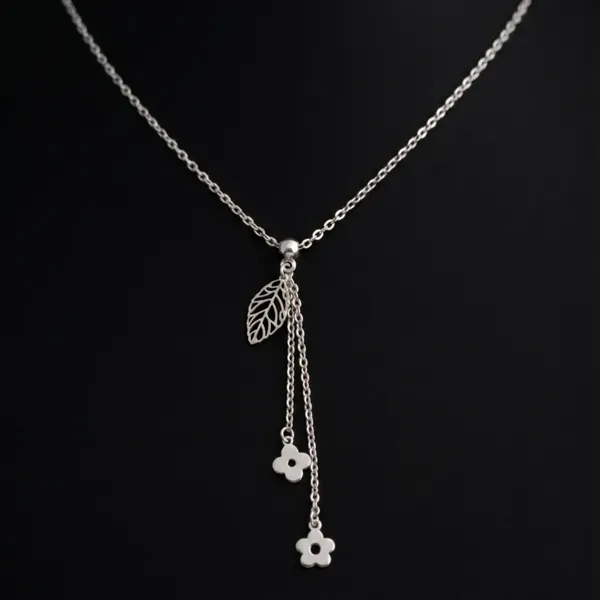 Leaf_&_Petal_Lariat_Silver_Chain_|_Made_By_Pure_925_Silver