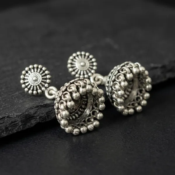 Roshini_Silver_Jhumka__|_Made_By_Pure_925_Silver