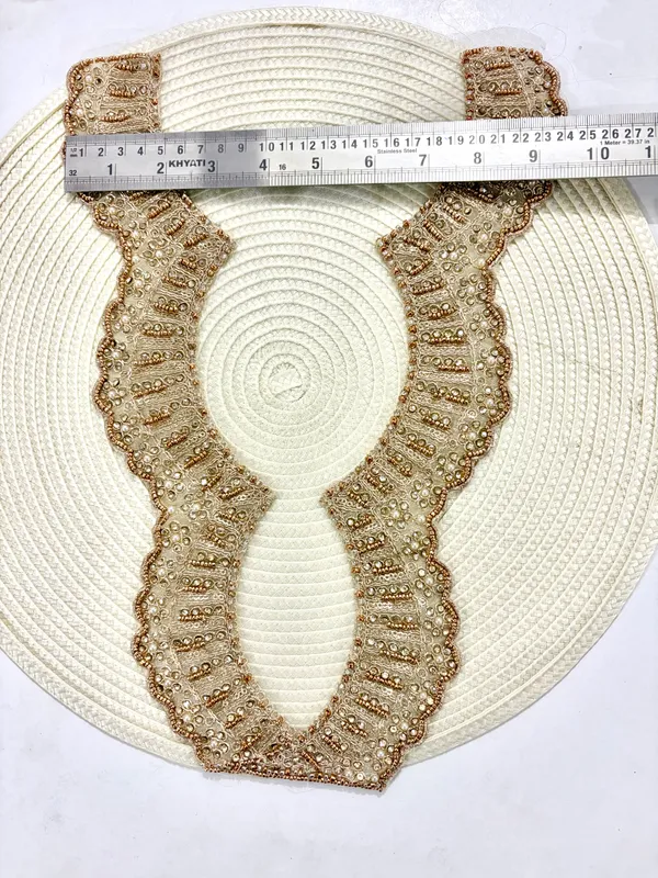 Golden_Neck_Patch_Embroidered_Lace_Set_for_Suit,_Dress_&_Blouse_|_Sequins_|_Ready_to_Stitch_Fabric_Applique_Border_for_Women's_Ethnic_Wear_Craft_&_Sewing