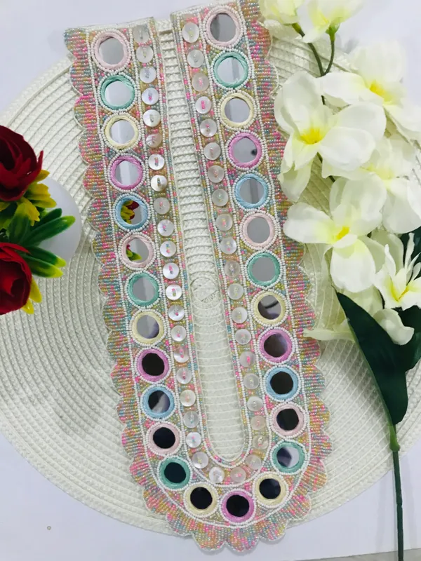 PREMDAS_LACE_Multicolour_U-Neck_Fabric_Long_Patch_Collar_�_|_Premium_Sew-On_Neckline_for_Kurtis,_Dresses,_Salwar_Suits,_Blouses_&_Indo-Western_Outfits