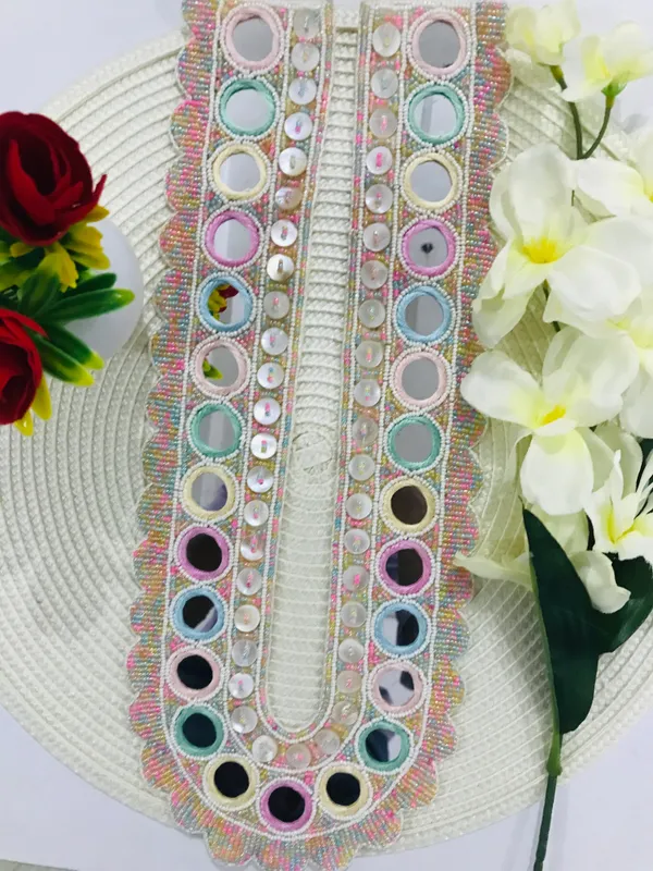 PREMDAS_LACE_Multicolour_U-Neck_Fabric_Long_Patch_Collar_�_|_Premium_Sew-On_Neckline_for_Kurtis,_Dresses,_Salwar_Suits,_Blouses_&_Indo-Western_Outfits