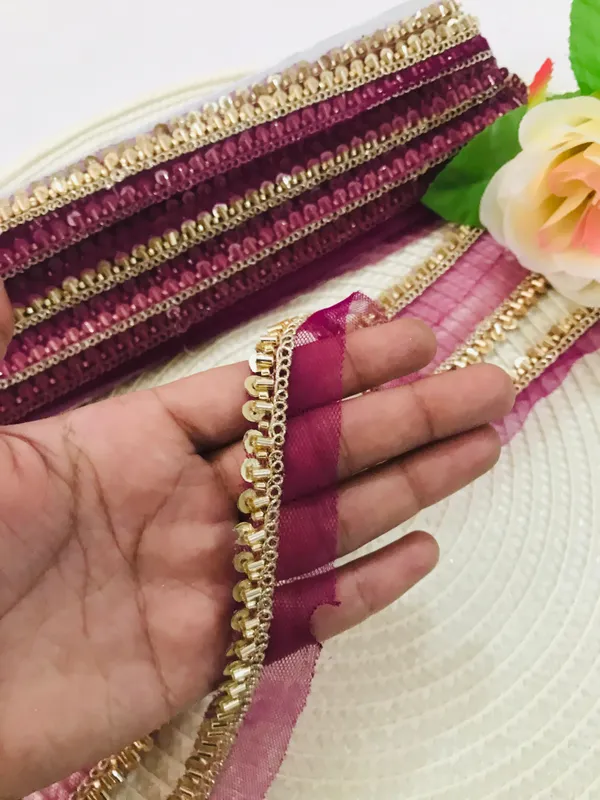 PREMDAS_LACE_Net_Fabric_Katdana_Nalki_Lace_for_Saree's_Border_Finetage_Pipe_Lace_for_Dresses,_Sarees,_Lehenga,_Suits,_Blouses,_Dupatta,_Chunri_and_Craft_(9meter)