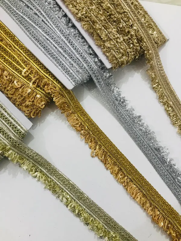 PREMDAS_LACE_Zari_LACE_on_Net_Design_Border_Lace_for_Saree_Border,_Shiny_Gold_Zari,_sequence_lace,_Kurta,_Dupatta,_Blouse,_Gown,_Lehenga_&_Neckline_Border_Lace_for_Sewing,_Embroidery,_Edging,_Saree_Border,_Blouse,_Dupatta_Border,_Lehenga,_Kurti,_Material_Trim_Laces_&_Borders_Material_etc.