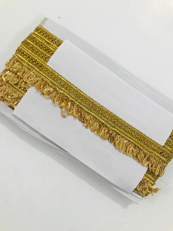 PREMDAS_LACE_Zari_LACE_on_Net_Design_Border_Lace_for_Saree_Border,_Shiny_Gold_Zari,_sequence_lace,_Kurta,_Dupatta,_Blouse,_Gown,_Lehenga_&_Neckline_Border_Lace_for_Sewing,_Embroidery,_Edging,_Saree_Border,_Blouse,_Dupatta_Border,_Lehenga,_Kurti,_Material_Trim_Laces_&_Borders_Material_etc._(GOLD)