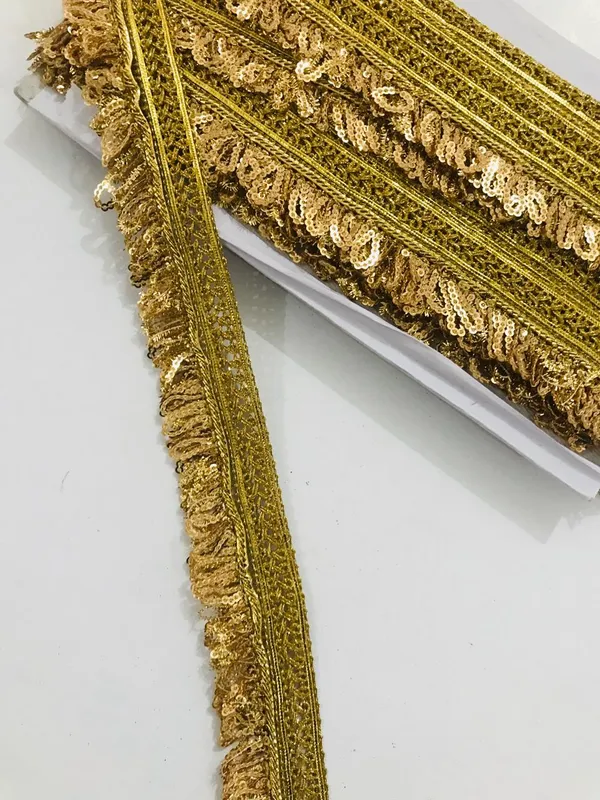 PREMDAS_LACE_Zari_LACE_on_Net_Design_Border_Lace_for_Saree_Border,_Shiny_Gold_Zari,_sequence_lace,_Kurta,_Dupatta,_Blouse,_Gown,_Lehenga_&_Neckline_Border_Lace_for_Sewing,_Embroidery,_Edging,_Saree_Border,_Blouse,_Dupatta_Border,_Lehenga,_Kurti,_Material_Trim_Laces_&_Borders_Material_etc._(GOLD)