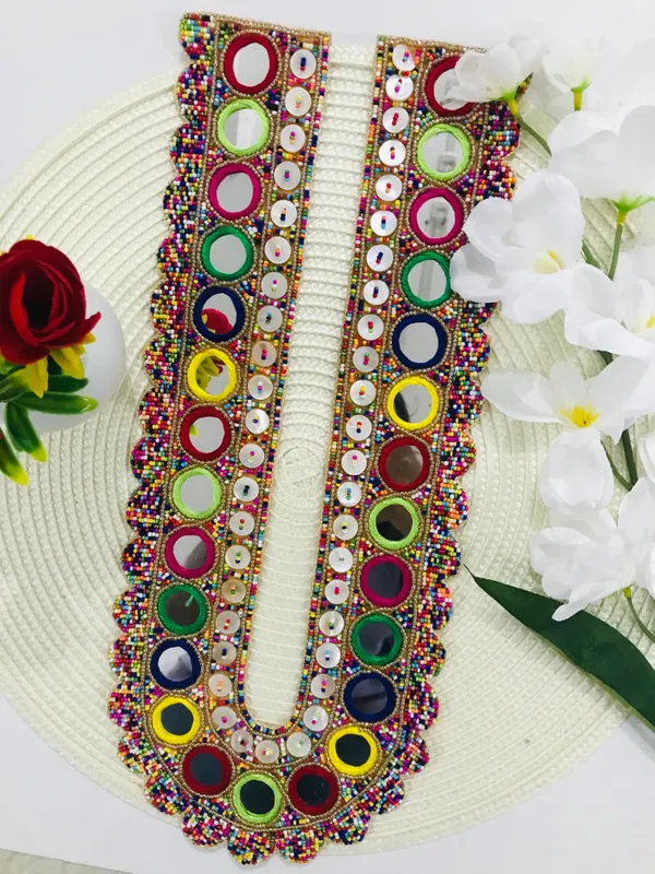PREMDAS_LACE__Multicolour_U-Neck_Fabric_Long_Patch_Collar_�_|_Premium_Sew-On_Neckline_for_Kurtis,_Dresses,_Salwar_Suits,_Blouses_&_Indo-Western_Outfits