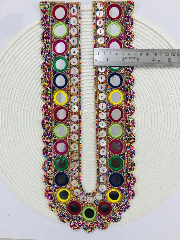 PREMDAS_LACE__Multicolour_U-Neck_Fabric_Long_Patch_Collar_�_|_Premium_Sew-On_Neckline_for_Kurtis,_Dresses,_Salwar_Suits,_Blouses_&_Indo-Western_Outfits