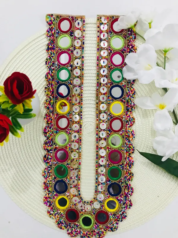 PREMDAS_LACE__Multicolour_U-Neck_Fabric_Long_Patch_Collar_�_|_Premium_Sew-On_Neckline_for_Kurtis,_Dresses,_Salwar_Suits,_Blouses_&_Indo-Western_Outfits