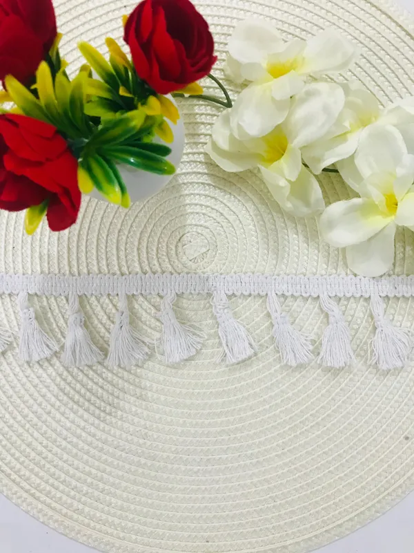 Premdas_Lace_Cotton_Off_White,_Cotton_Dyeable_Lace_Trim,_Neutral_Color_Lace,_Home_Decor,_Scarf_Trim,_Rustic_Style,_Tassel_Fringe_9_Meter_(_White)