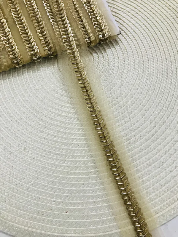 Premdas_Lace_Embrodiry_Gold_Colour_Val_Moti__Decorative_Pearl_and_Gold_Scalloped_Lace_Trim,_Beaded_codding_Embroidered_Border,_Vintage_Style_Sewing_Trim_for_Wedding_Dress_and_Crafts_9_Meter